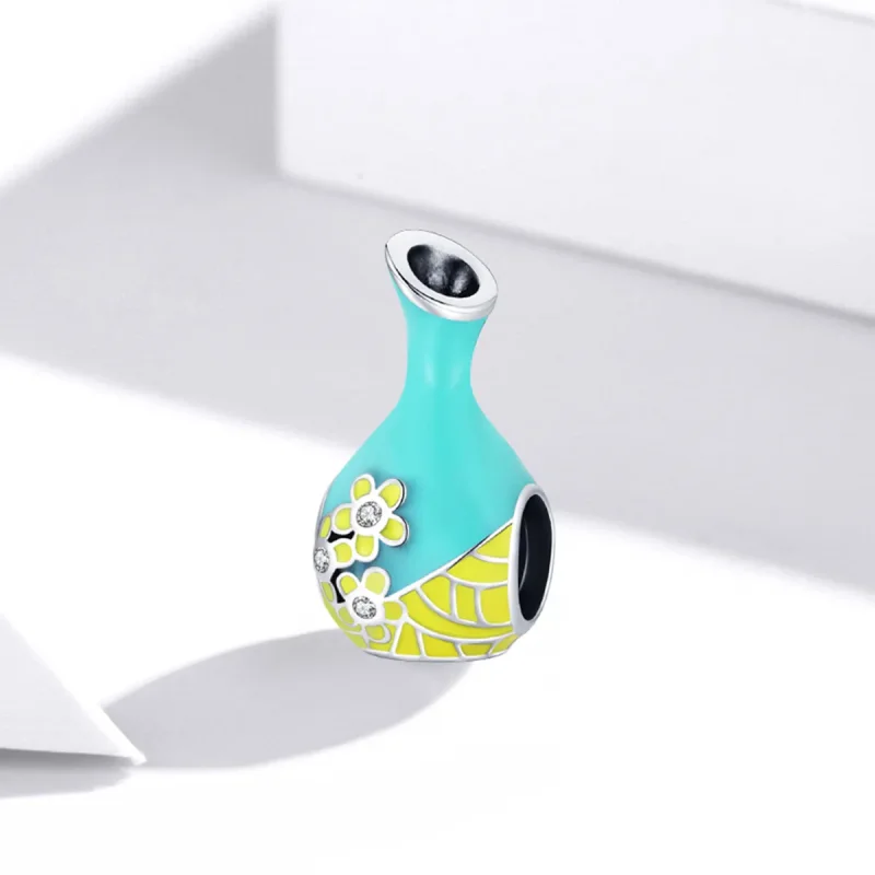 (image for) Pandora Style Mint Green Wine Bottle Charm - SCC1920 - View 2