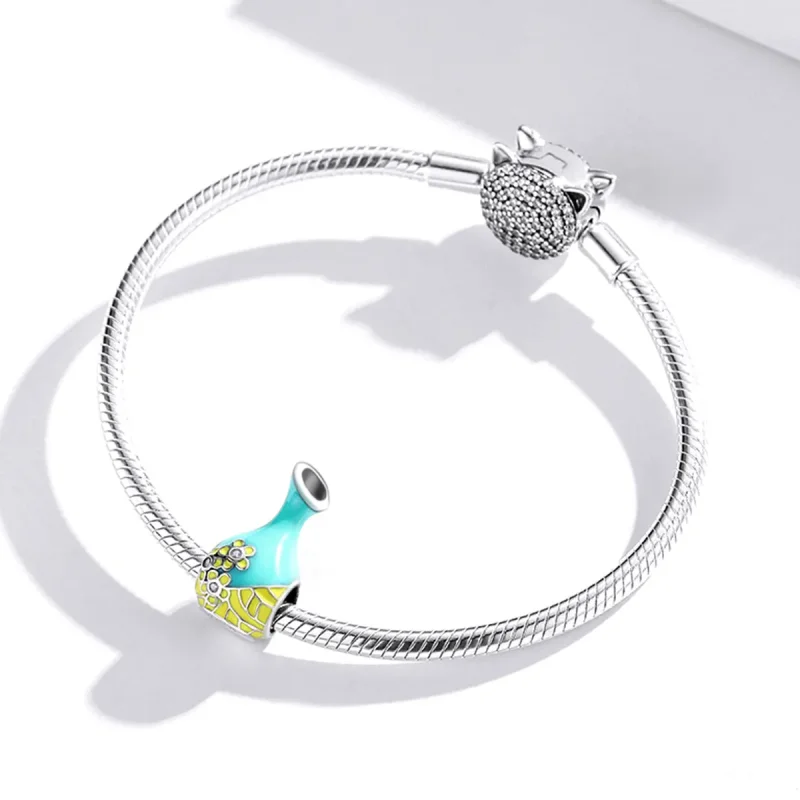 (image for) Pandora Style Mint Green Wine Bottle Charm - SCC1920 - View 3