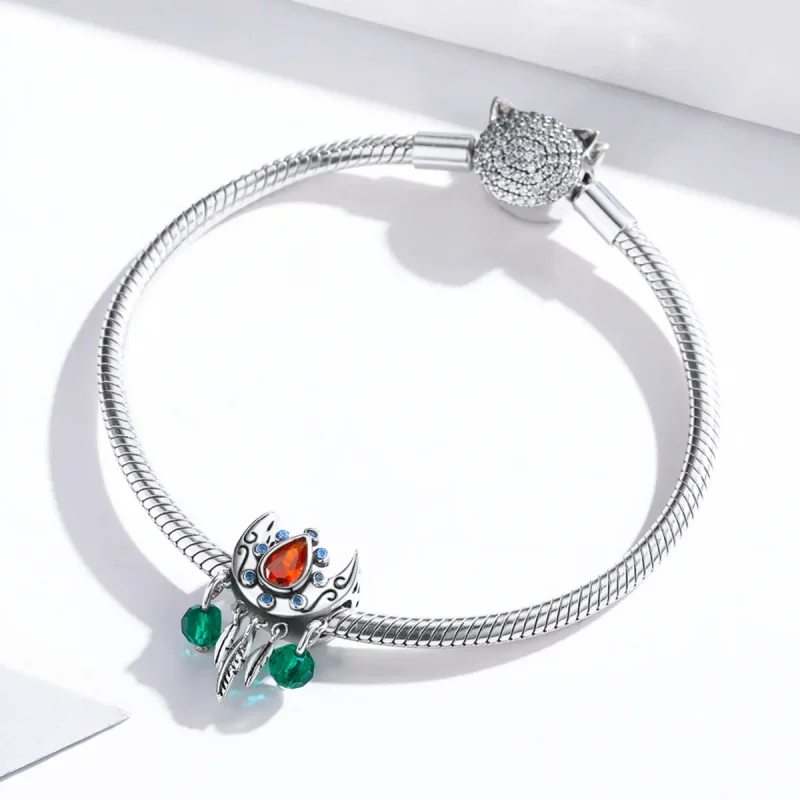 (image for) Pandora Style Moon Dream Catcher Charm - BSC452 - View 3