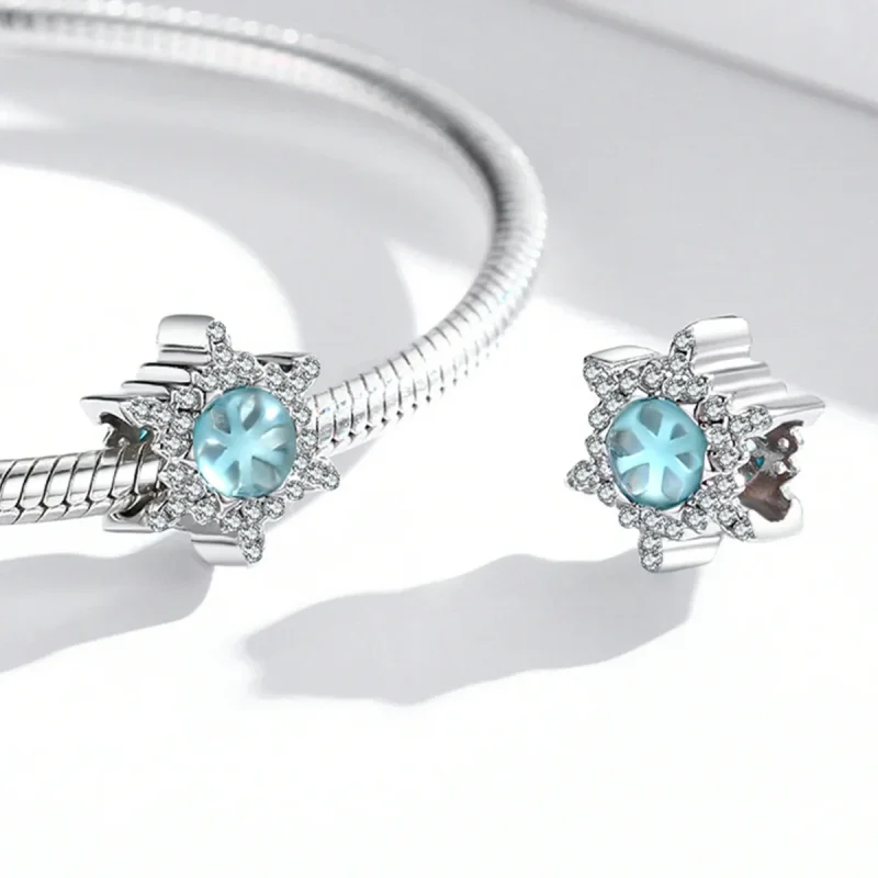 (image for) Pandora Style Moonstone Snowflake Charm - BSC512 - View 4