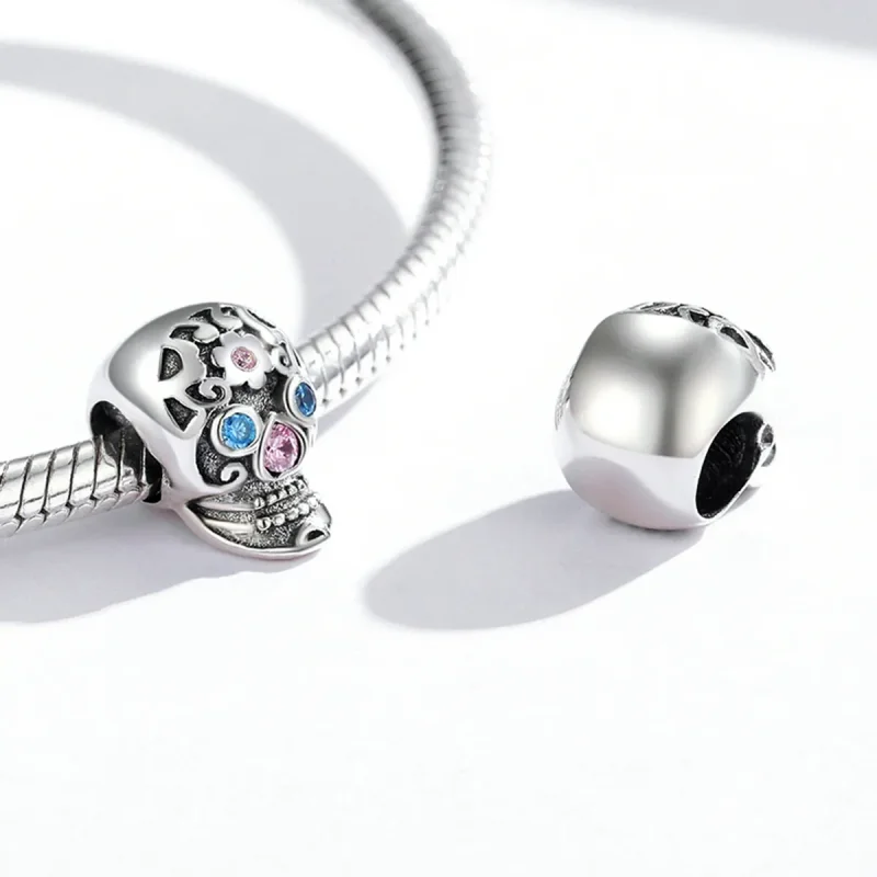 (image for) Pandora Style Openwork Skull Charm - BSC524 - View 3