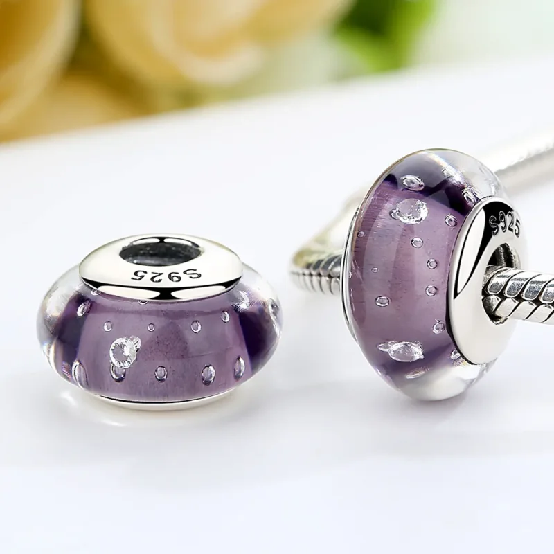 (image for) Pandora Style Purple Murano Glass Charm - SCZ001 - View 3