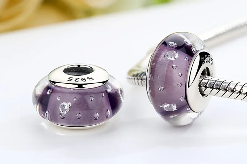 (image for) Pandora Style Purple Murano Glass Charm - SCZ001 - View 7