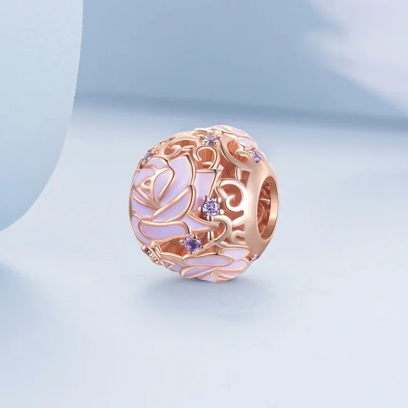 (image for) Pandora Style Purple Rose Charm - BSC644 - View 2