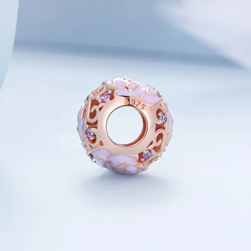 (image for) Pandora Style Purple Rose Charm - BSC644 - View 3