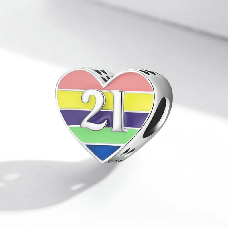 (image for) Pandora Style Rainbow Heart Charm - BSC548 - View 2