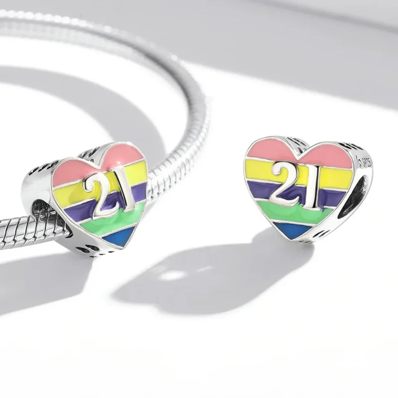 (image for) Pandora Style Rainbow Heart Charm - BSC548 - View 4