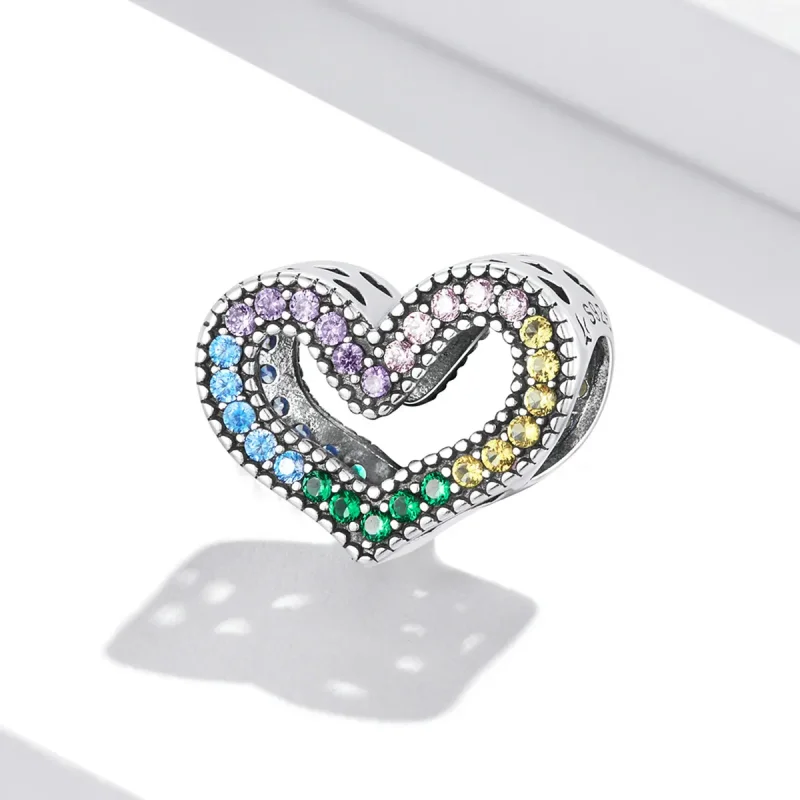 (image for) Pandora Style Rainbow Heart Charm - SCC2137 - View 2