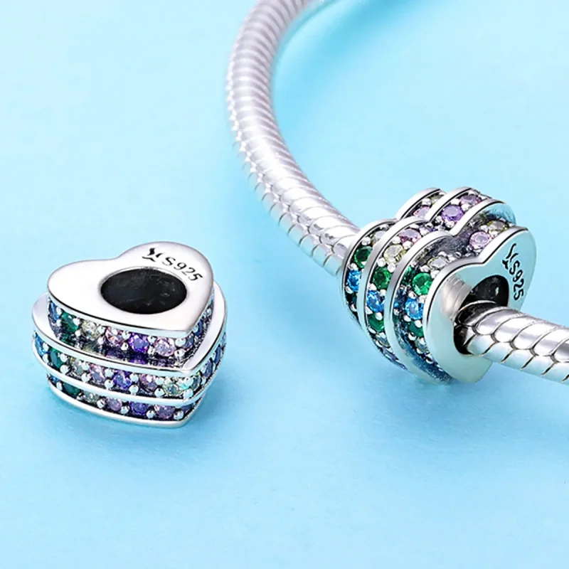 (image for) Pandora Style Rainbow Heart Charm - SCC725 - View 2