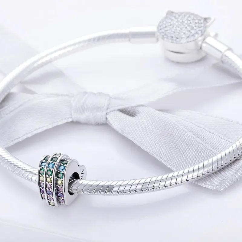 (image for) Pandora Style Rainbow Heart Charm - SCC725 - View 3