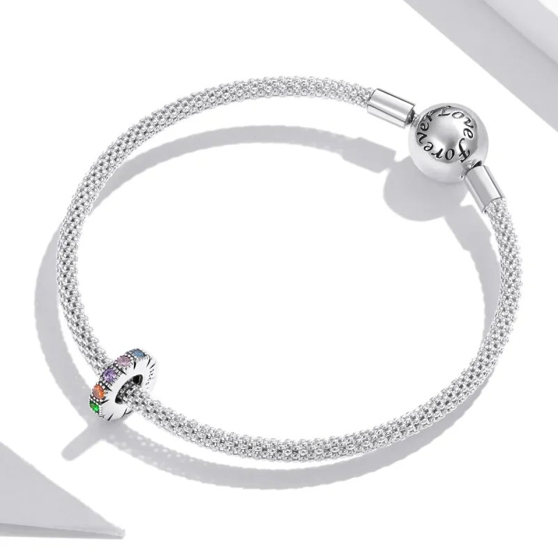 (image for) Pandora Style Rainbow Stone Spacer Charm - BSC473 - View 3