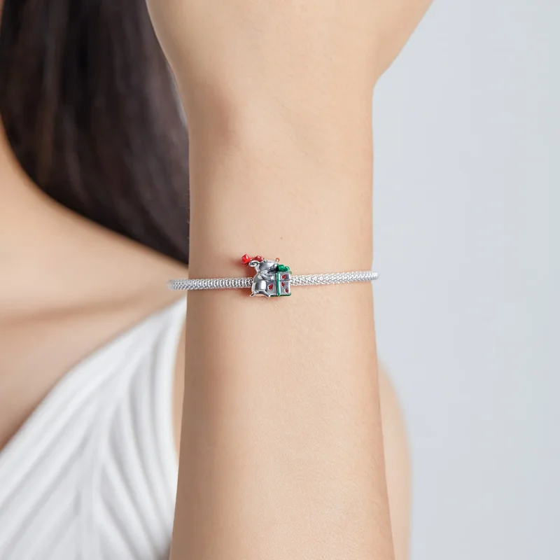 (image for) Pandora Style Reindeer Giving Gifts Charm - BSC540 - View 5