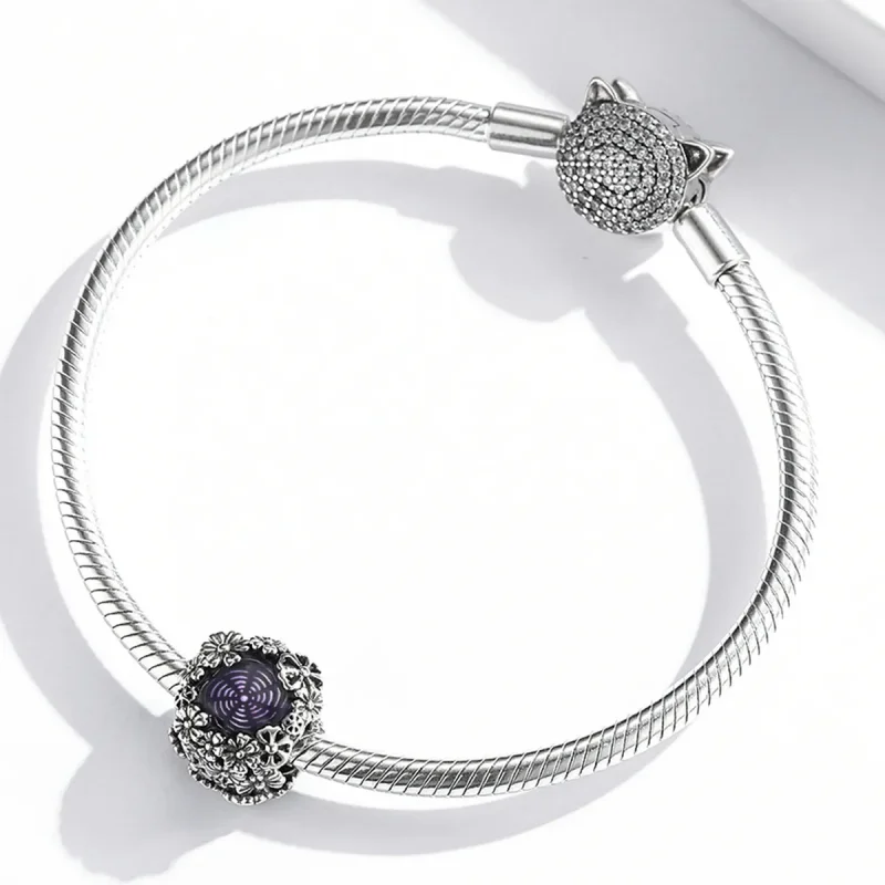 (image for) Pandora Style Retro Flowers Charm - SCC2096 - View 3