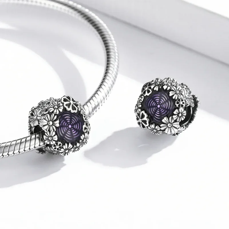 (image for) Pandora Style Retro Flowers Charm - SCC2096 - View 4