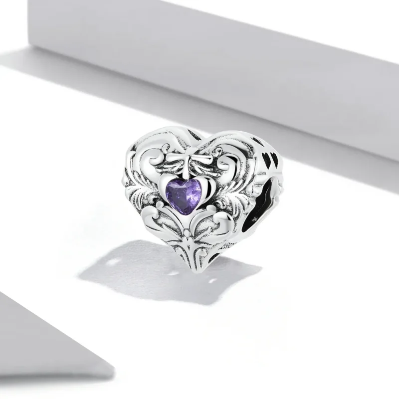 (image for) Pandora Style Retro Heart Charm - SCC2158 - View 2
