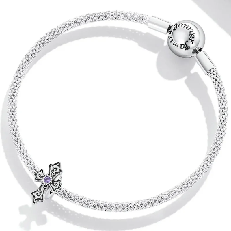 (image for) Pandora Style Retro Pattern Cross Charm - BSC583 - View 3