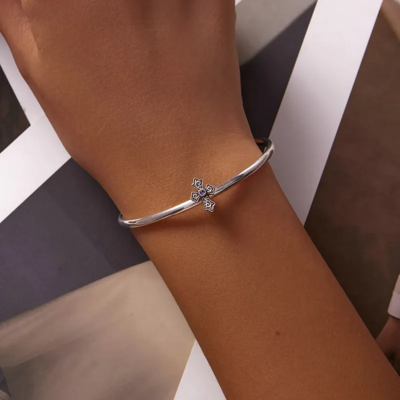 (image for) Pandora Style Retro Pattern Cross Charm - BSC583 - View 5