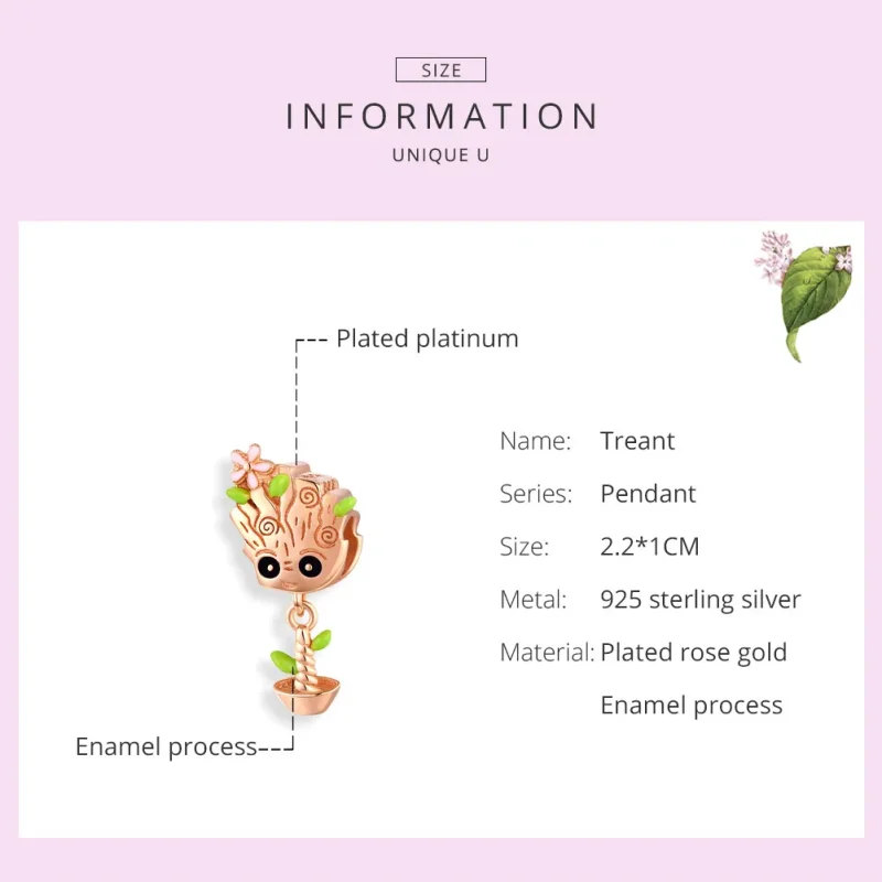 (image for) Pandora Style Rose Gold Baby Groot Charm - BSC130 - View 6