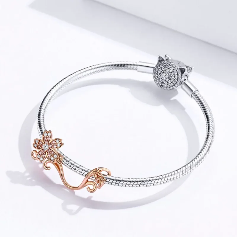 (image for) Pandora Style Rose Gold Cherry Blossoms Charm - SCC1033-C - View 3