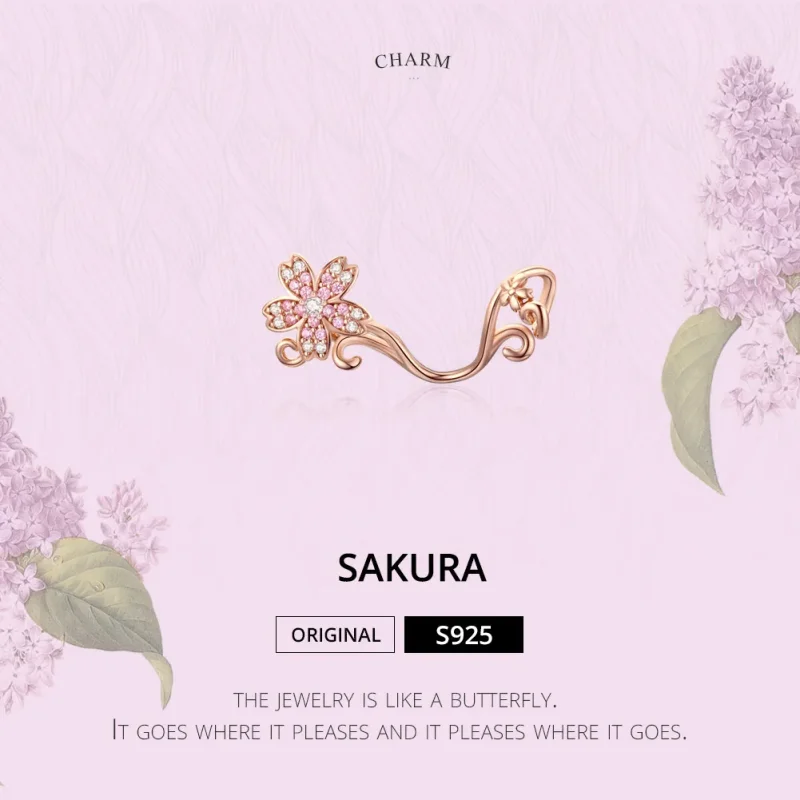 (image for) Pandora Style Rose Gold Cherry Blossoms Charm - SCC1033-C - View 5