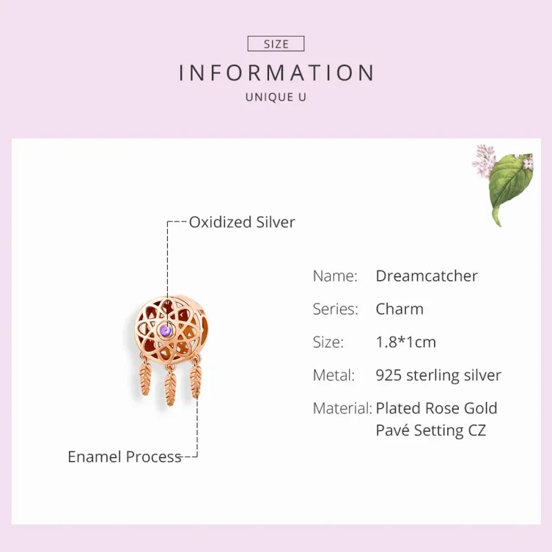 (image for) Pandora Style Rose Gold Dream Catcher Rose Gold Charm - SCC330-C - View 7