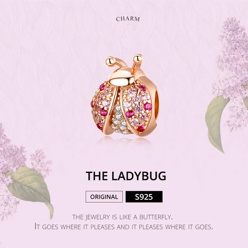 (image for) Pandora Style Rose Gold Ladybug Charm - SCC1120-C - View 2