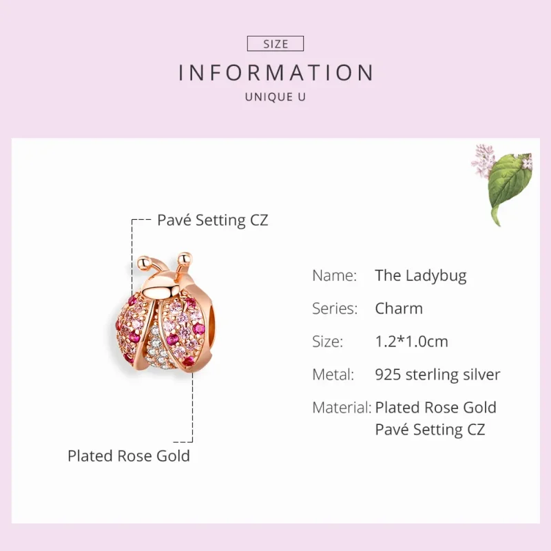 (image for) Pandora Style Rose Gold Ladybug Charm - SCC1120-C - View 3
