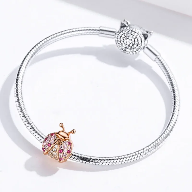 (image for) Pandora Style Rose Gold Ladybug Charm - SCC1120-C - View 4