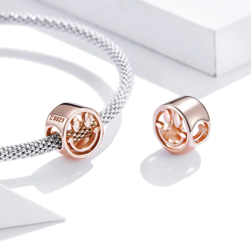 (image for) Pandora Style Rose Gold Lucky Smile Charm - SCC1787 - View 4