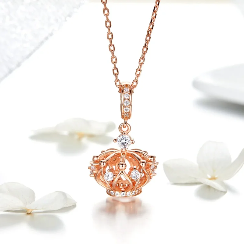 (image for) Pandora Style Rose Gold Regal Crown Dangle Charm - SCC1121 - View 2