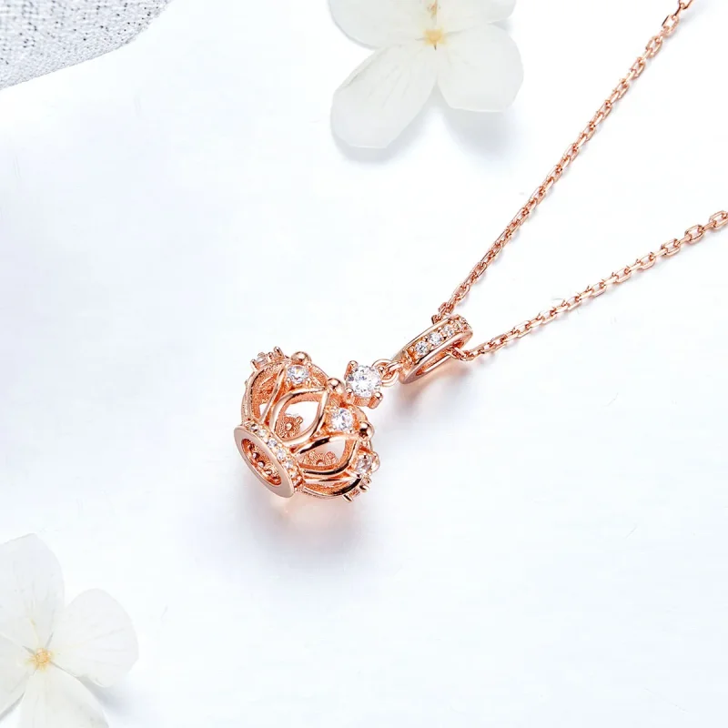 (image for) Pandora Style Rose Gold Regal Crown Dangle Charm - SCC1121 - View 5
