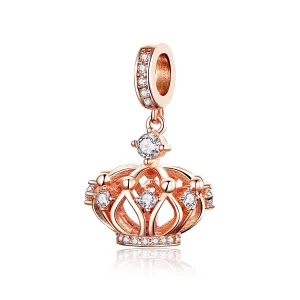 Pandora Style Rose Gold Regal Crown Dangle Charm - SCC1121 (image for) Pandora Style Rose Gold Regal Crown Dangle Charm - SCC1121