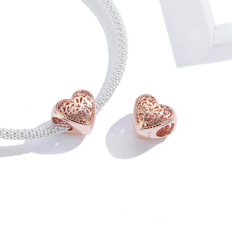 (image for) Pandora Style Rose Gold Rose Family Tree Charm - BSC215 - View 3