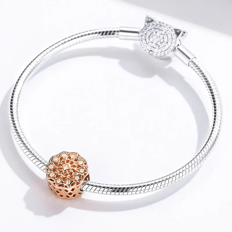 (image for) Pandora Style Rose Gold Rose Window Charm - SCC1279 - View 3