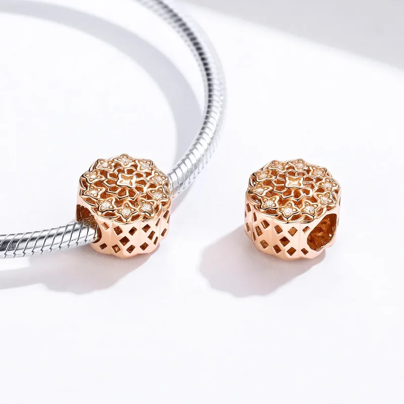 (image for) Pandora Style Rose Gold Rose Window Charm - SCC1279 - View 4