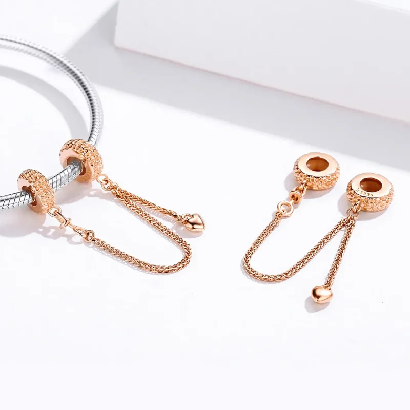 (image for) Pandora Style Rose Gold Safety Chain - SCC1112-C - View 2