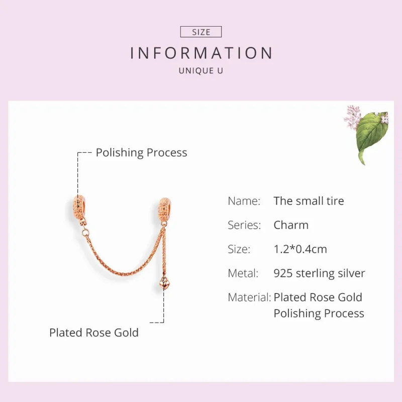 (image for) Pandora Style Rose Gold Safety Chain - SCC1112-C - View 5