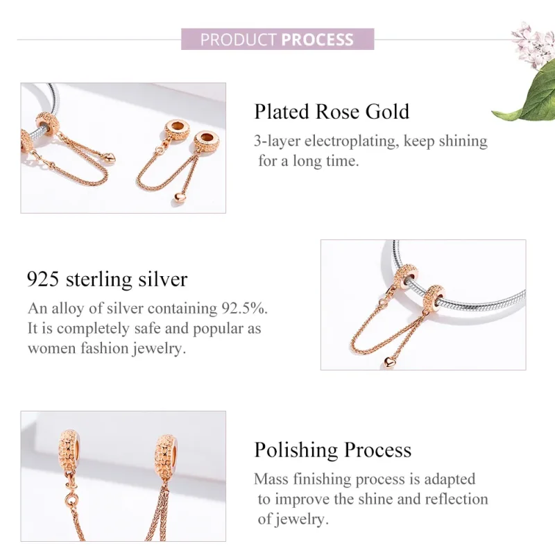 (image for) Pandora Style Rose Gold Safety Chain - SCC1112-C - View 6