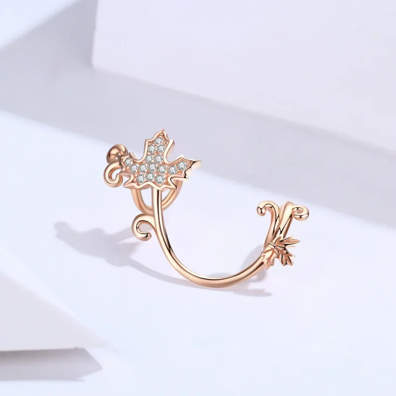 (image for) Pandora Style Rose Gold Slient Leaves Charm - SCC1254 - View 2