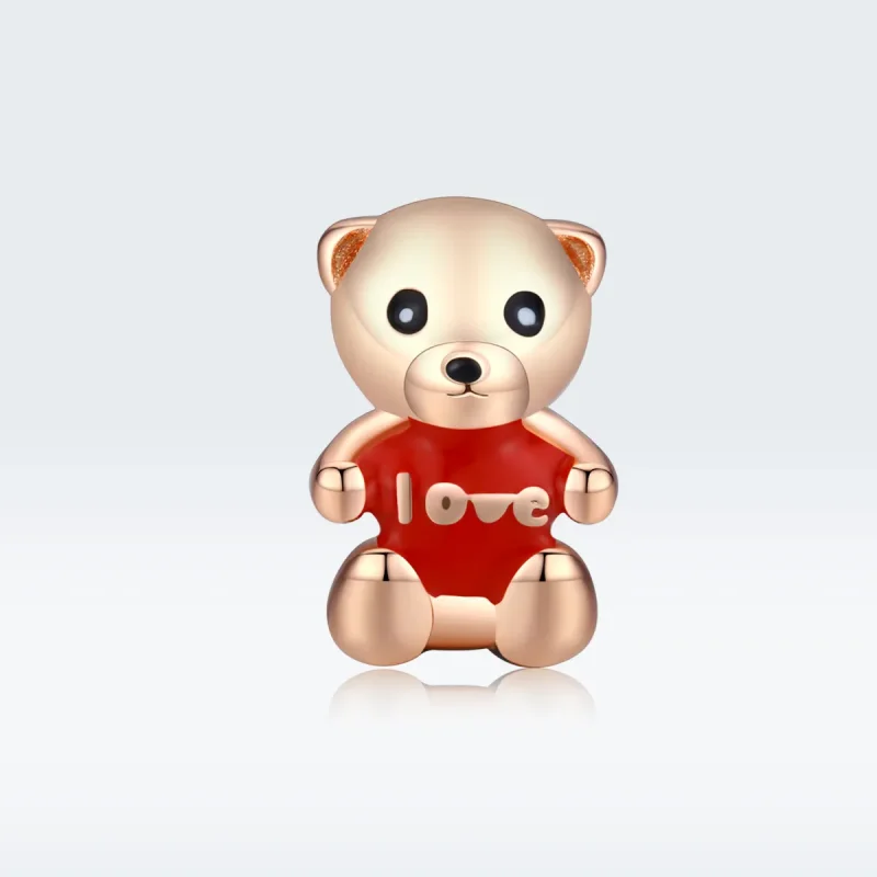 (image for) Pandora Style Rose Gold Teddy Bear Charm - BSC228 - View 5