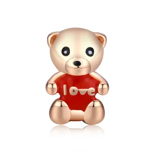 (image for) Pandora Style Rose Gold Teddy Bear Charm - BSC228