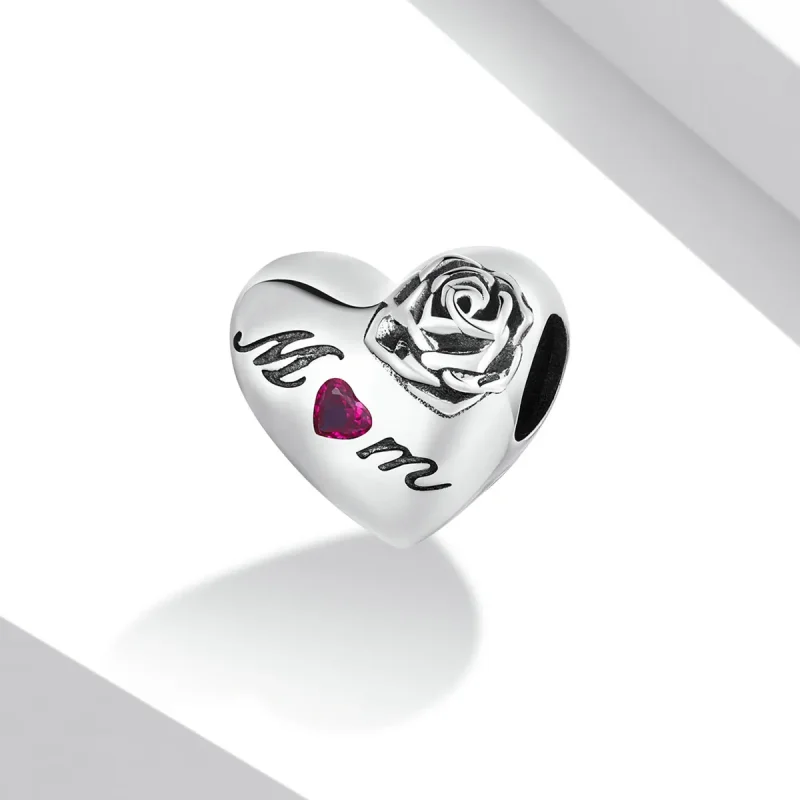 (image for) Pandora Style Rose Heart Charm - SCC2072 - View 2