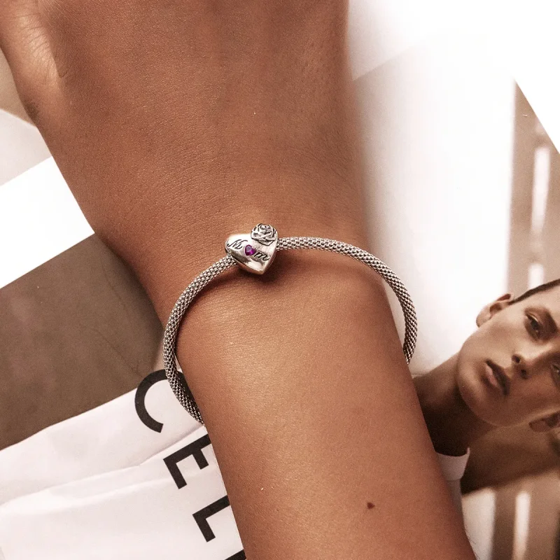 (image for) Pandora Style Rose Heart Charm - SCC2072 - View 5