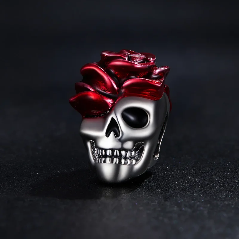 (image for) Pandora Style Rose Skull Charm - SCC2403 - View 2