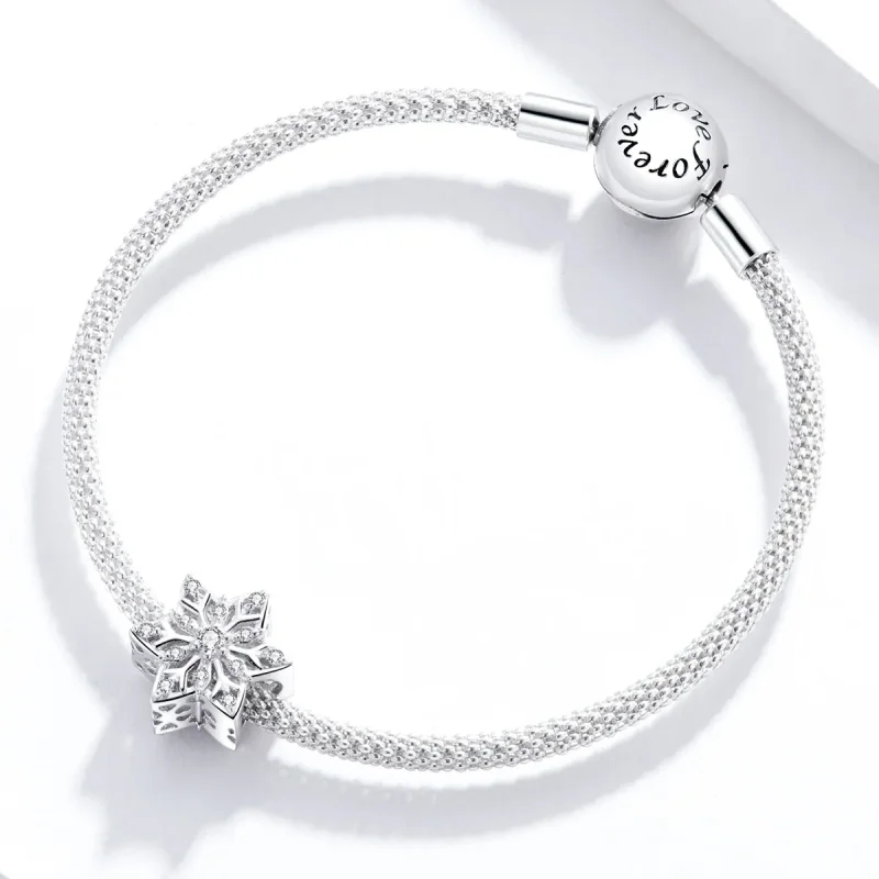 (image for) Pandora Style Shiny Snowflakes Charm - BSC368 - View 3