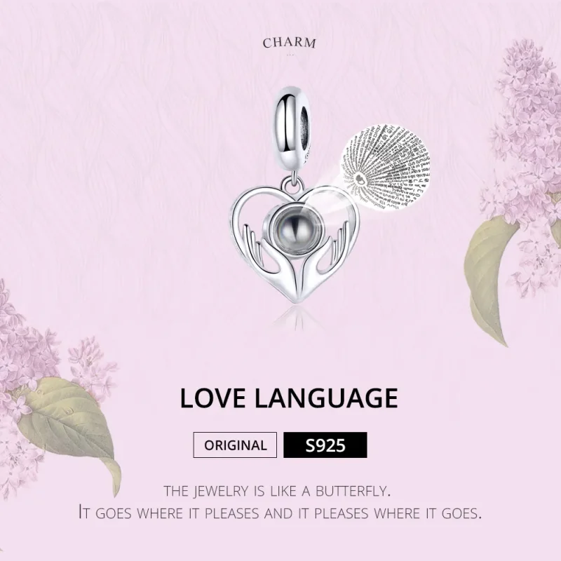 (image for) Pandora Style Silver 100 Languages I Love You Dangle - SCC1307 - View 2