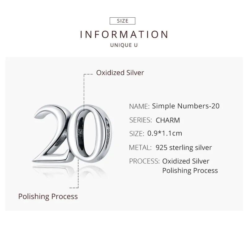 (image for) Pandora Style Silver 20Th Anniversary Charm - SCC1623 - View 8
