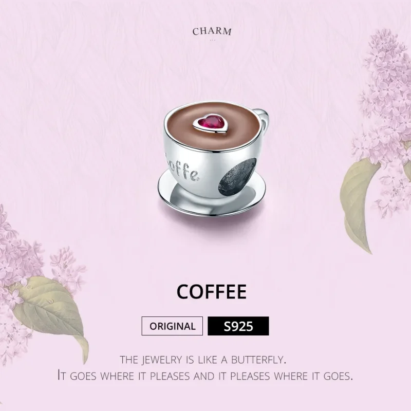 (image for) Pandora Style Silver Afternoon Coffee Charm - SCC1286 - View 2
