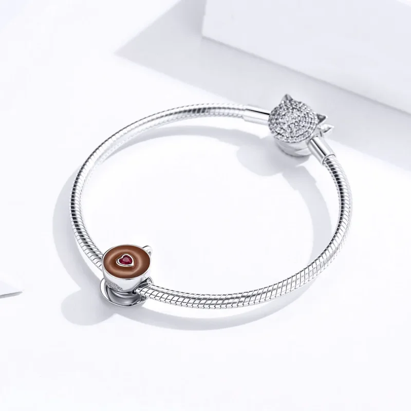 (image for) Pandora Style Silver Afternoon Coffee Charm - SCC1286 - View 4