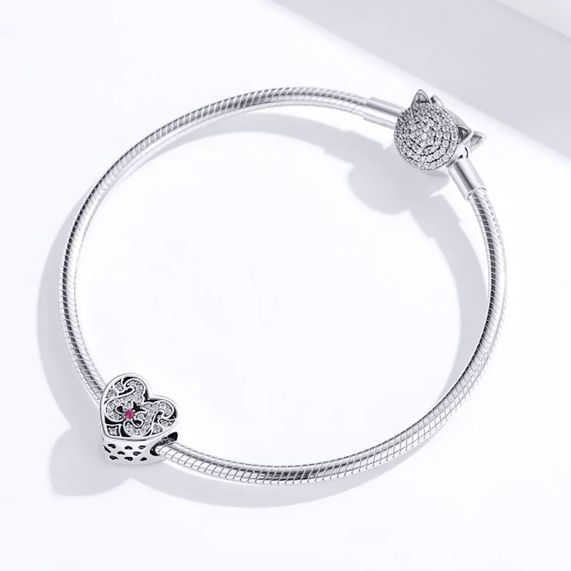 (image for) Pandora Style Silver Always In My Heart Charm - SCC1415 - View 3
